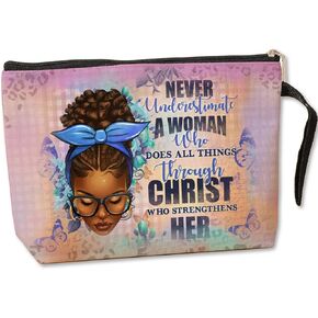Inspirational Makeup Bag Christian Gifts for Women Mom Wife Daughter Friend BFF Bible Verses Religious Gifts Toiletry Bag Mothers Day Graduation Birthday Gifts Faith Scripture Gifts Cosmetic Bag