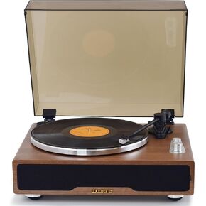 LoopTone Vinyl Record Player with 2 Tweeter and 2 Bass Built-in 10W Stereo Speakers,Belt Drive Vintage Turntable with Magnetic Cartridge,Bluetooth Retro 33&45 RPM Speed Phonograph,RCA Out,AUX Input