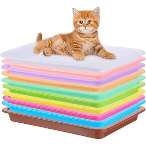 Lallisa 10 Pieces Small Litter Box for Kittens Bunny Litter Box Plastic Litter Box Kitten Litter Box Low Entry Small Cat Litter Box Waterproof Travel Toilet Bunny Small PET Kitty Bunny Supplies
