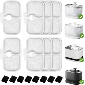 Replacement Pet Fountain Filter Set for PETLIBRO PLWF005 PLWF105 PLWF115 Dockstream Cat Water Fountain 8 Pack Replacement Filter and Pre-Filter Sponges set