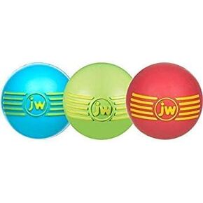 JW Pet Company iSqueak Ball Rubber Dog Toy, Small, Colors Vary (3 Pack)
