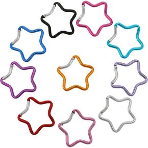 10pcs Multicolor Star Shaped Carabiner Clip, Aluminum Star Carabiner Hook Clip Keychain Spring Snap Hook Carabiner Snap Hook Holder for Carabiners Keychains Wallet Hiking Traveling Outdoor Accessories