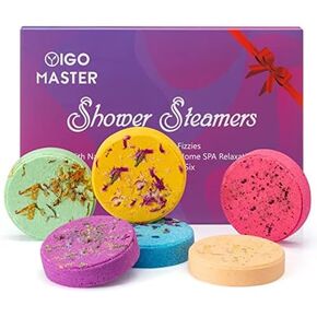 Shower Steamers Shower Bombs Aromatherapy Set of 6, SPA Gifts Stress Relief and Anxiety Relief Items with Essential Oils. Perfect Gifts for Birthday, Mother's Day, Valentine's Day, Easter Day