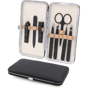 Fangze Tweezers and Fingernail Clippers - 8pcs Tweezers Nail Clippers Set Stainless Steel Manicure Set with Tweezers for Men Women, Tweezers and Fingernail Clippers with Case
