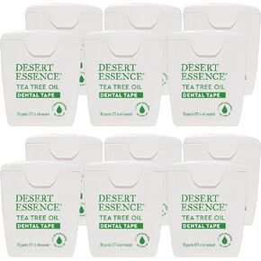 Desert Essence Tea Tree Oil Dental Tape - 30 Yards - Pack of 6 - Naturally Waxed w/Beeswax - Thick Flossing No Shred Tape - On The Go - Removes Food Debris Buildup - Cruelty-Free Antiseptic