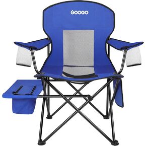 GOOGO Camping Chair Folding, Oversize Portable Lightweight Chair with Cooler, Cup Holder, Mesh Back Seat, Supports 300lbs, Collapsible Compact Chair with Carry Bag & Strap for Outdoor, Camp, Hiking