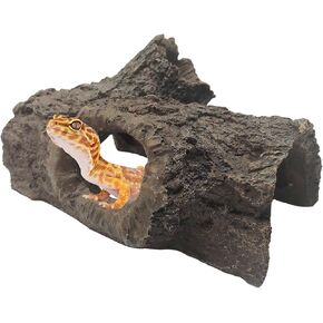 Tfwadmx Reptile Hide Leopard Gecko Tank Accessories Snake Hides Resin Hollow Log for Aquarium Decorations Betta Fish Hideout for Crested Geckos,Chameleons, Corn Snakes, Frogs