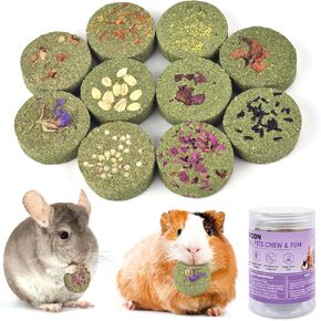 ERKOON 100% Edible Premium Timothy Hay Chew A Blocks for Rabbits, Chinchilla Treats, Chew Toys for Teeth Guinea Pigs and Mice