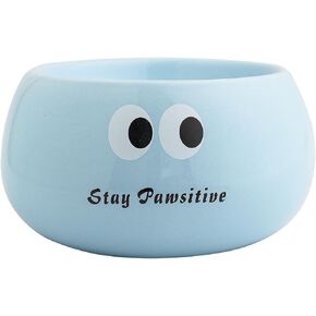 Cute Ceramic Raised Cat Bowl, Elevated Cat Food Bowl Whisker Friendly, Small Tilted Cat Dish for Indoor Cats and Kitten, Yellow