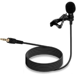 ECS WordSteno Omni-Directional 3.5mm Tie Clip Microphone with 5' Cable, Lavalier, Lapel Mic & Tripod, Delivers Professional Audio Quality for Steno Machines, Digital Recorders and Computers w/Tripod