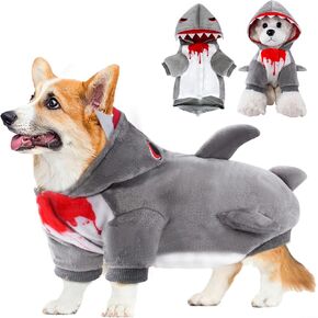 Shark Dog Halloween Costume Dog Costume for Small Medium Dogs, Dog Pet Costumes Dog Christmas Cosplay Clothes Hoodie Apparel, Funny Dog Costumes Cats Dog Outfit for Birthday Party Special Events