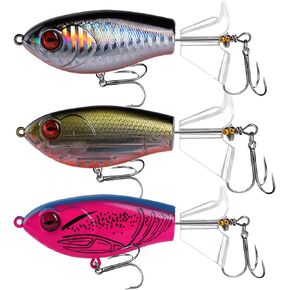 Bass Lures with Triple-Tail Propellers, Top Water Bass Fishing Lures - Fishing Lure for Freshwater and Saltwater, Ideal Bass Fishing Kit and Teaser Gift for Men