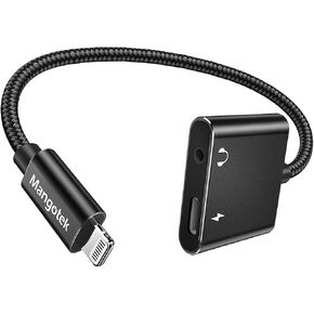 موزع مساعد Mangotek Lightning، معتمد من MFi، يدعم صوت Hi-Fi، سلك نحاسي 100%، غلاف من الألومنيوم، ضمان استبدال لمدة 12 شهرًا