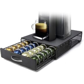 Nespresso Vertuoline Capsule Storage Drawer Vertuo Coffee Holder Metal Multiple Flavors Pods Organizer 40 Pcs Capacity