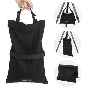 Sandbag Weight Bags for Photography, Foldable Handheld Storage Bag with Shoulder Strap, 15.5"x9.4" Heavy Duty Polyester Saddlebag/Beanbag/Tripod Weight Bag for Camera Tripod(Black)