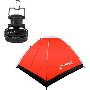 2 Person Camping Tent with Rain Fly and Carrying Bag - Water-Resistant Outdoor Tent for Backpacking, Hiking, or Festivals by Wakeman Outdoors (Red)