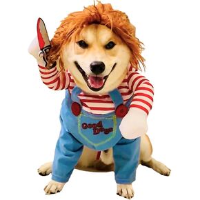 Pet Dog Halloween Costume, Deadly Doll Halloween Party Costumes Adjustable Cosplay Outfit for Cats & Dogs, Cute Clothing Set for Small Medium and Large Dogs (Small)