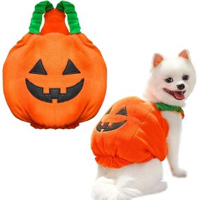 PETCARE Funny Pumpkin Dog Halloween Costume Pet Dog Cat Thick Plush Pumpkin Decoration Shirt Clothes for Small Medium Dogs Cats Puppy Cute Halloween Party Cosplay Dress Up Outfits