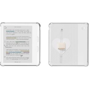 Clear Case for Kobo Libra Colour with Stylus Pen Holder, Libra Color Ereader Cover E-Reader 7 Inch Pencil Case Reinforced Corners Skin TPU Sleeve 2024 White Heart