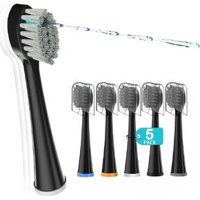 Replacement Flossing Toothbrush Heads for Water Pick SF-01 / SF-02 / SF-03 / SF-04 with Crystal Cap- Compact - 3 Count - White