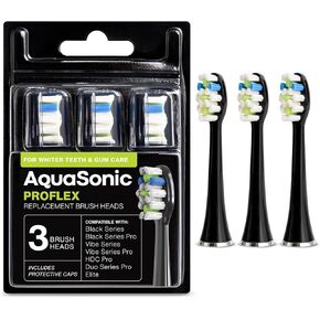 AquaSonic Proflex Brush Head Replacement 3-Pack - Upgraded Proflex Brush Heads for Improved Plaque Removal