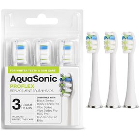 AquaSonic Proflex Brush Head Replacement 3-Pack - Upgraded Proflex Brush Heads for Improved Plaque Removal