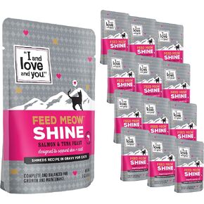 "I and love and you" Feed Meow Wet Cat Food Toppers, Tummy Formula with Tuna and Pumpkin, Digestive Support, Grain Free, No Fillers, Prebiotics and Probiotics, 3oz (Pack of 12)