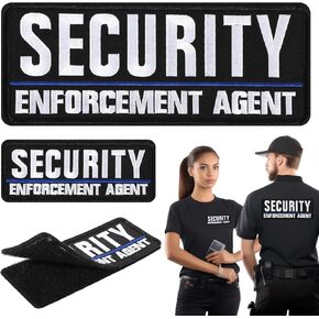 2 Pcs Security Patches for Vest, Security Enforcement Agent Patches, Security Velcro Patch with Sticking Fasteners for Uniforms, Jackets, One Small and One Large