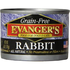 Evanger'S 776255 24-Pack Grain Free 100-Percent Rabbit For Dogs And Cats, 6-Ounce