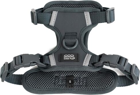 United Pups Dog Harness, Beautiful Reflective Accents, Front Tracker Pocket, No-Choke, All Weather Harness for Small to Large Dogs (Modern Pups Gray, Small) in Kuwait