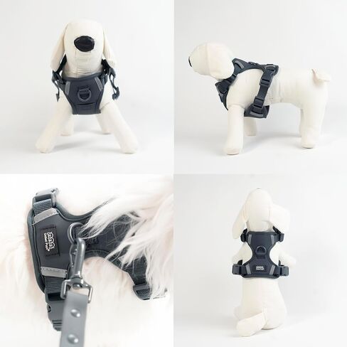 United Pups Dog Harness, Beautiful Reflective Accents, Front Tracker Pocket, No-Choke, All Weather Harness for Small to Large Dogs (Modern Pups Gray, Small) in Kuwait