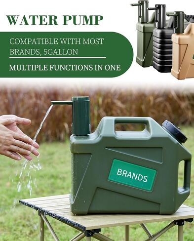 Automatic Touch Control Water Pump,Only for 5 Gallon,4.8, 3.5, 3.2Gal Camping Water Containers, Green Portable Foldable Helical Water Faucet,Type-C Rechargeable Water Dispenser for Outdoors Hiking in Saudi Arabia
