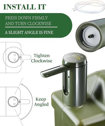 Automatic Touch Control Water Pump,Only for 5 Gallon,4.8, 3.5, 3.2Gal Camping Water Containers, Green Portable Foldable Helical Water Faucet,Type-C Rechargeable Water Dispenser for Outdoors Hiking in Saudi Arabia