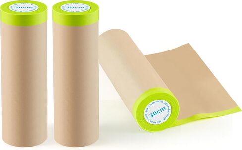 3 Rolls of Blue Pre-Taped Masking Film for Automotive and Home Use – Easy-to-Apply Protective Film for Car Spray Painting, Wall Finishing, and Furniture Dust Shielding(DP043) in Saudi Arabia