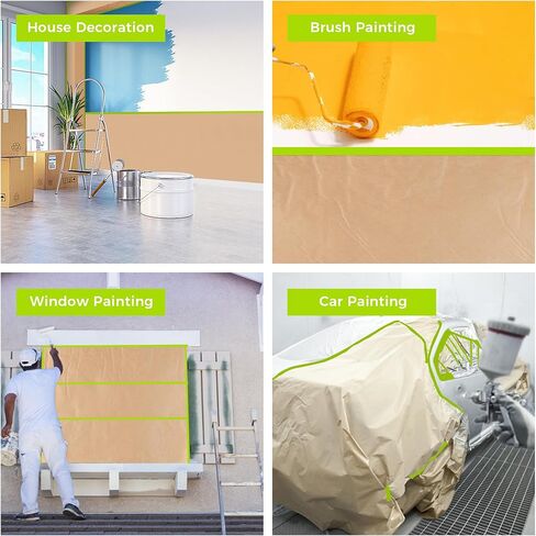 3 Rolls of Blue Pre-Taped Masking Film for Automotive and Home Use – Easy-to-Apply Protective Film for Car Spray Painting, Wall Finishing, and Furniture Dust Shielding(DP043) in Saudi Arabia