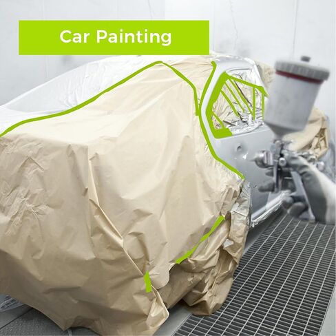 3 Rolls of Blue Pre-Taped Masking Film for Automotive and Home Use – Easy-to-Apply Protective Film for Car Spray Painting, Wall Finishing, and Furniture Dust Shielding(DP043) in Saudi Arabia