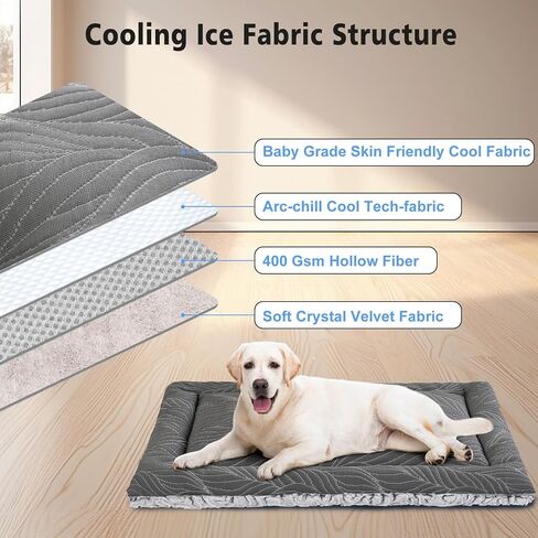 2 in 1 Dog Beds and Dog Cooling Bed for Large Medium Small Dogs,Reversible Rectangle Two-Sided Dog Bed,Washable Durable Crate Bed Mat for Pet Sleeping Puppy Cat,M-Grey in Saudi Arabia