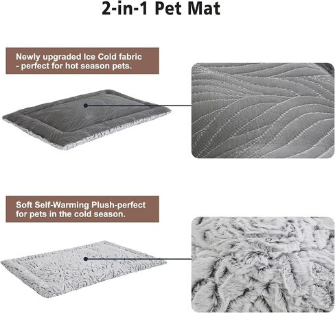 2 in 1 Dog Beds and Dog Cooling Bed for Large Medium Small Dogs,Reversible Rectangle Two-Sided Dog Bed,Washable Durable Crate Bed Mat for Pet Sleeping Puppy Cat,M-Grey in Saudi Arabia