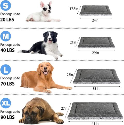 2 in 1 Dog Beds and Dog Cooling Bed for Large Medium Small Dogs,Reversible Rectangle Two-Sided Dog Bed,Washable Durable Crate Bed Mat for Pet Sleeping Puppy Cat,M-Grey in Saudi Arabia