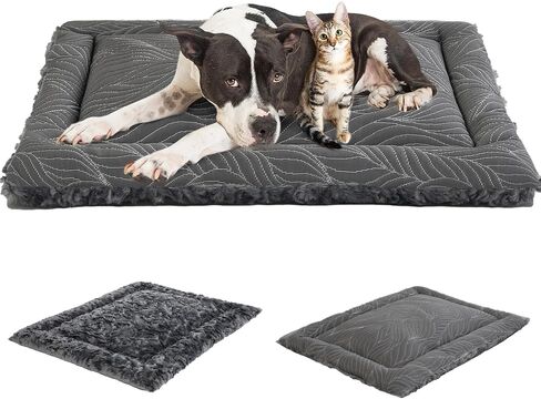 2 in 1 Dog Beds and Dog Cooling Bed for Large Medium Small Dogs,Reversible Rectangle Two-Sided Dog Bed,Washable Durable Crate Bed Mat for Pet Sleeping Puppy Cat,M-Grey in Saudi Arabia