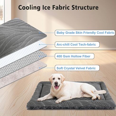 2 in 1 Dog Beds and Dog Cooling Bed for Large Medium Small Dogs,Reversible Rectangle Two-Sided Dog Bed,Washable Durable Crate Bed Mat for Pet Sleeping Puppy Cat,M-Grey in Saudi Arabia