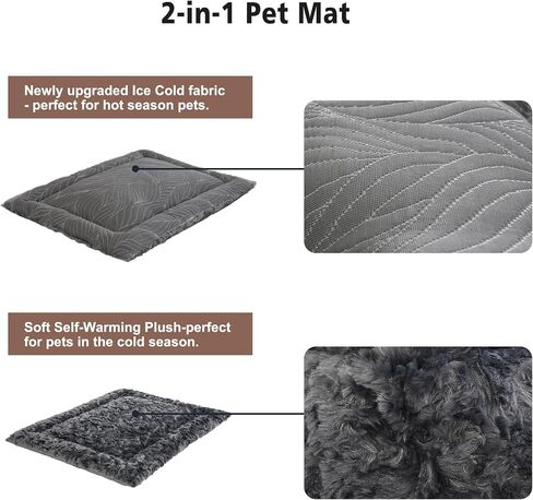 2 in 1 Dog Beds and Dog Cooling Bed for Large Medium Small Dogs,Reversible Rectangle Two-Sided Dog Bed,Washable Durable Crate Bed Mat for Pet Sleeping Puppy Cat,M-Grey in Saudi Arabia