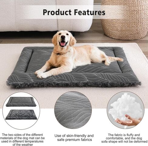 2 in 1 Dog Beds and Dog Cooling Bed for Large Medium Small Dogs,Reversible Rectangle Two-Sided Dog Bed,Washable Durable Crate Bed Mat for Pet Sleeping Puppy Cat,M-Grey in Saudi Arabia