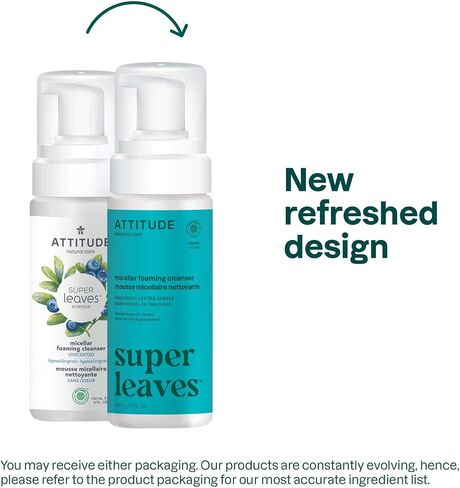 ATTITUDE Foaming Micellar Water, Plant and Mineral-Based Ingredients, Vegan and Cruelty-free Facial Cleanser, White Tea Leaves, 5 Fl Oz in Saudi Arabia