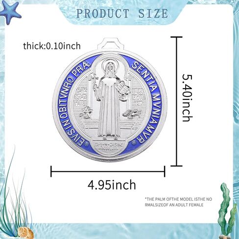 YionZian 5 Inch Extra Large Metal Saint Benedict Medal Catholic Medalla De San Benito For Car Protection and Home Blessing Art Wall or Desk Display (Brass Color) in Saudi Arabia