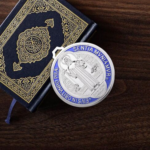 YionZian 5 Inch Extra Large Metal Saint Benedict Medal Catholic Medalla De San Benito For Car Protection and Home Blessing Art Wall or Desk Display (Brass Color) in Saudi Arabia