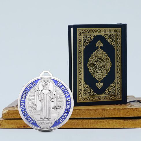 YionZian 5 Inch Extra Large Metal Saint Benedict Medal Catholic Medalla De San Benito For Car Protection and Home Blessing Art Wall or Desk Display (Brass Color) in Saudi Arabia