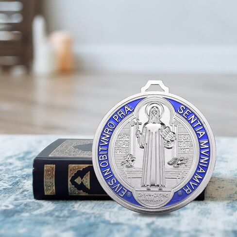 YionZian 5 Inch Extra Large Metal Saint Benedict Medal Catholic Medalla De San Benito For Car Protection and Home Blessing Art Wall or Desk Display (Brass Color) in Saudi Arabia