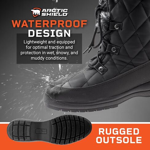 ArcticShield Faux Fur Womens Winter Snow Boots for Women - Dual Style Fur Collor Waterproof Snow Boots for Women with Memory Foam Insoles - Snow Boots with Heat Retain Technology in Kuwait