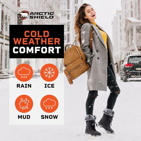 ArcticShield Faux Fur Womens Winter Snow Boots for Women - Dual Style Fur Collor Waterproof Snow Boots for Women with Memory Foam Insoles - Snow Boots with Heat Retain Technology in Kuwait